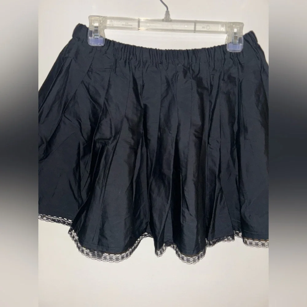 NWT J.Crew pleated tie-waist mini skirt Black Medium Preppy Casual Short